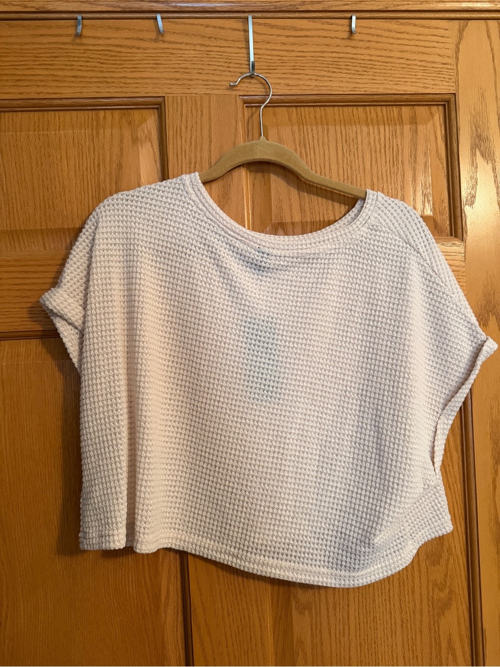 Women’s Relaxed Waffle Knit Top - Light tan
